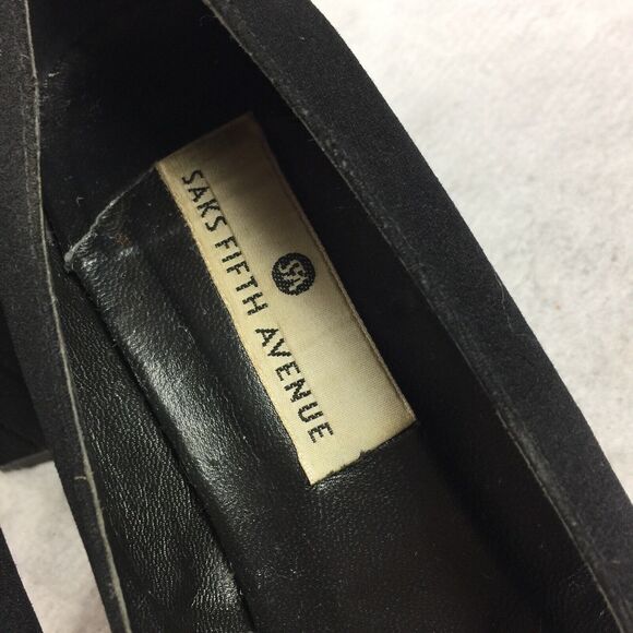 Vintage Saks Fifth Avenue Square Peep Toe Heels Size 8.5 M Black Block Pumps - Picture 6 of 8